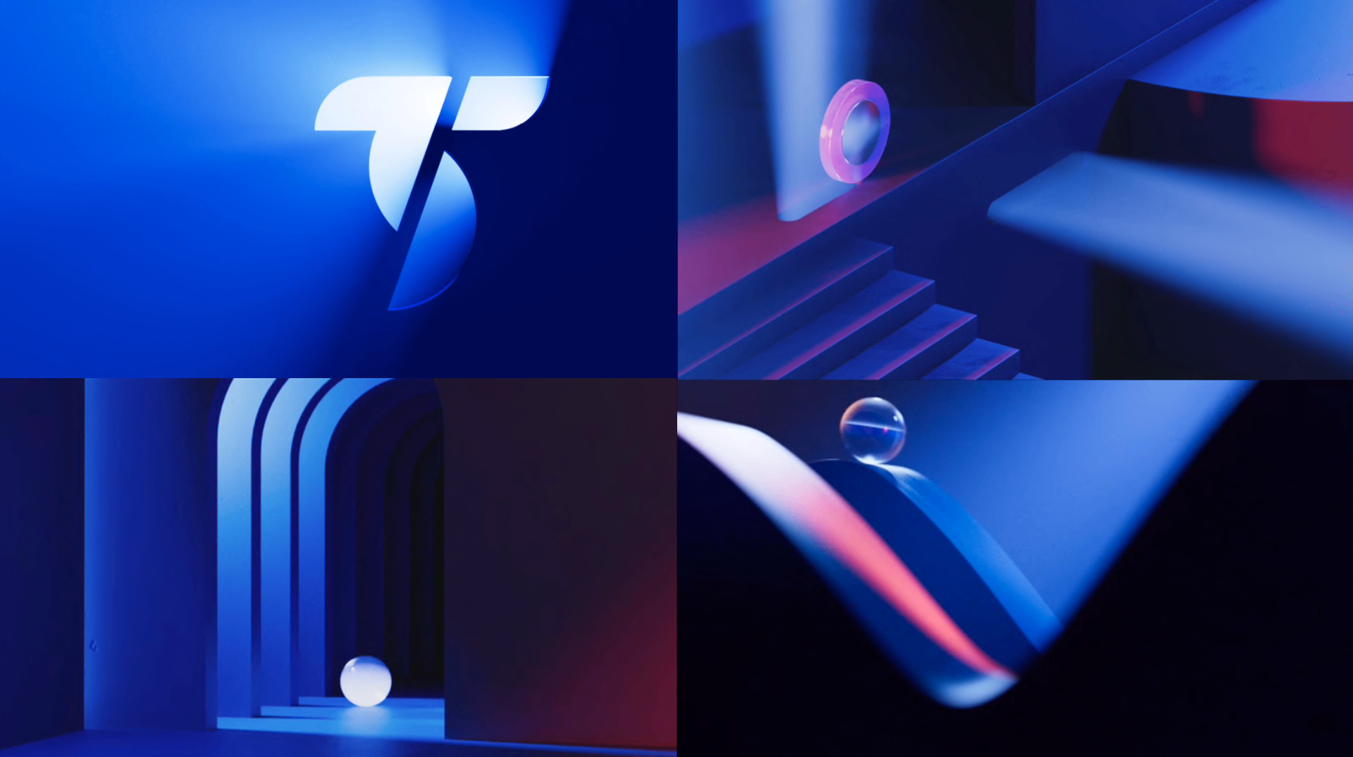 TradeStation abstract background with blue gradient and geometric shapes
