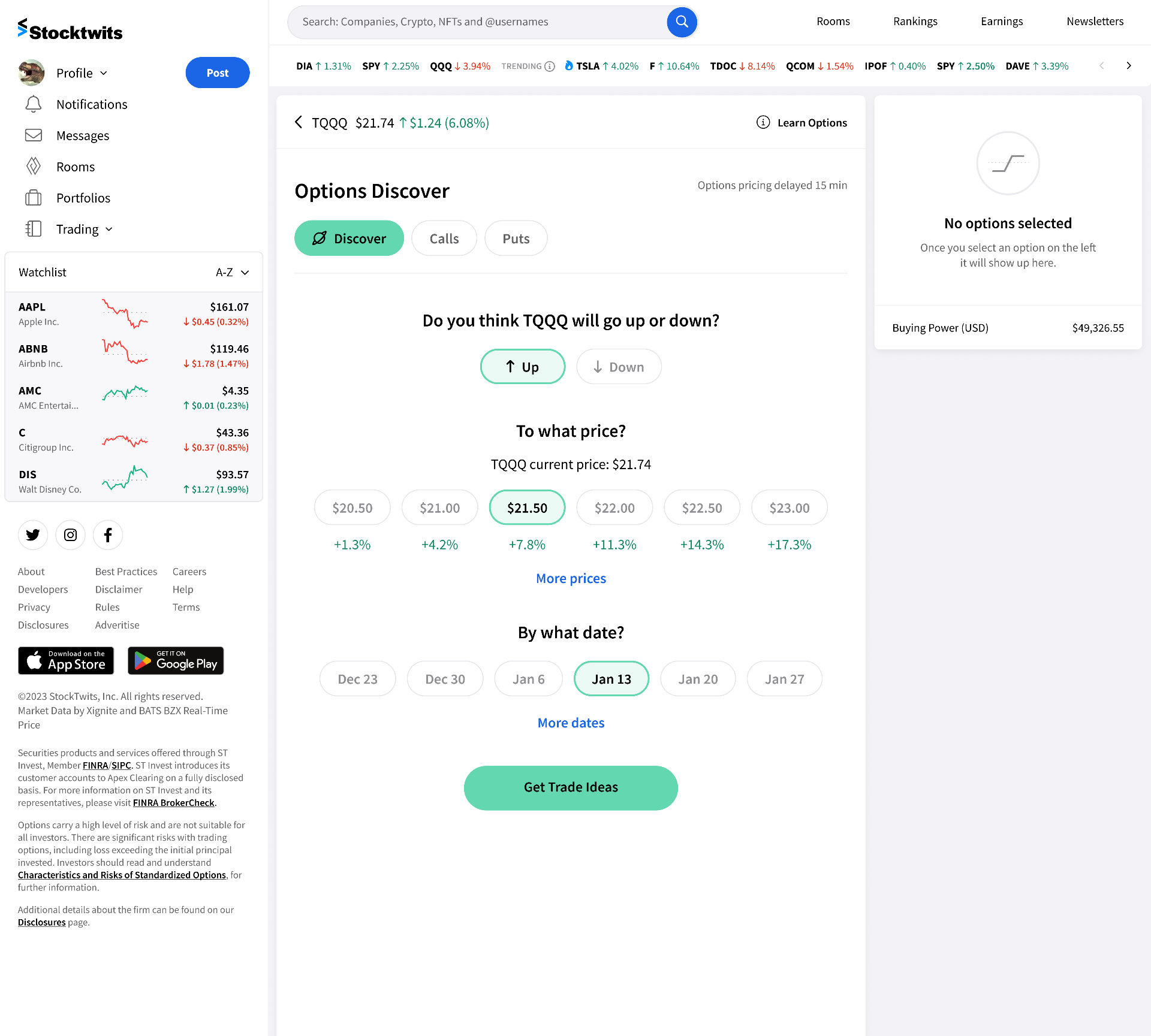 Options Trading Interface 1